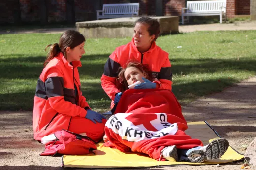 Eine Wettbewerbsstation beim JRK-Landeswettbewerb 2024