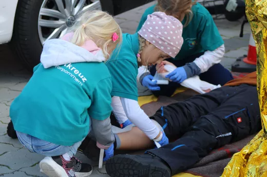 Eine Wettbewerbsstation beim JRK-Landeswettbewerb 2024