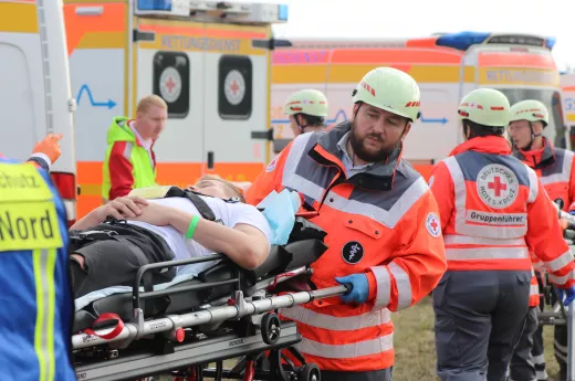 Katastrophenschutzeinheiten des DRK bei der Landeskatastrophenschutzübung 2023