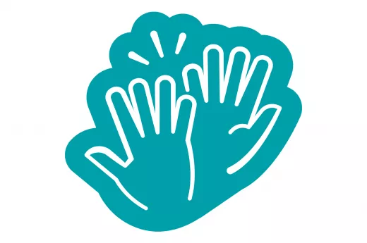 Zwei Hände, die sich abklatschen (High five)