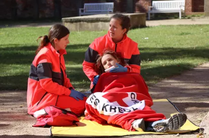 Eine Wettbewerbsstation beim JRK-Landeswettbewerb 2024